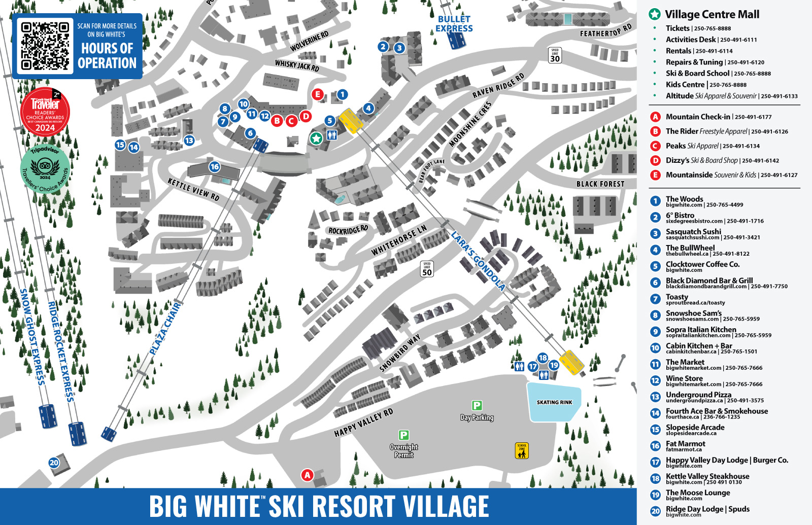 Maps Big White Ski Resort Ltd BW 25 RS 452 Village Map BACK Thumbnail 